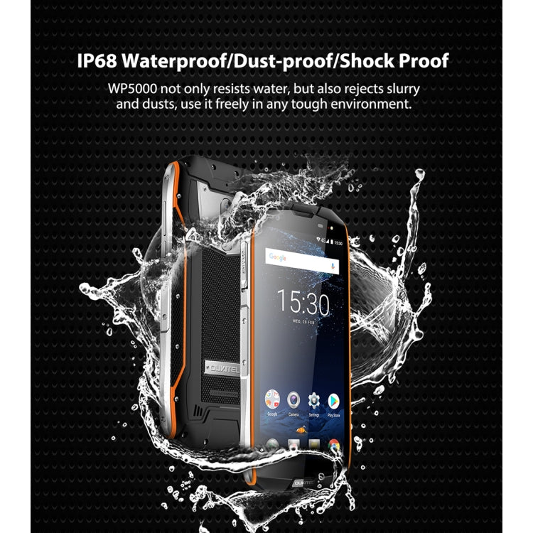 [HK Warehouse] OUKITEL WP5000, 6GB+64GB, Back Fingerprint Identification, IP68 Waterproof Dustproof Shockproof, 5.7 inch Android 7.1 Helio P25 Octa-core up to 2.5GHz, 5200mAh Battery, Network: 4G(Black)