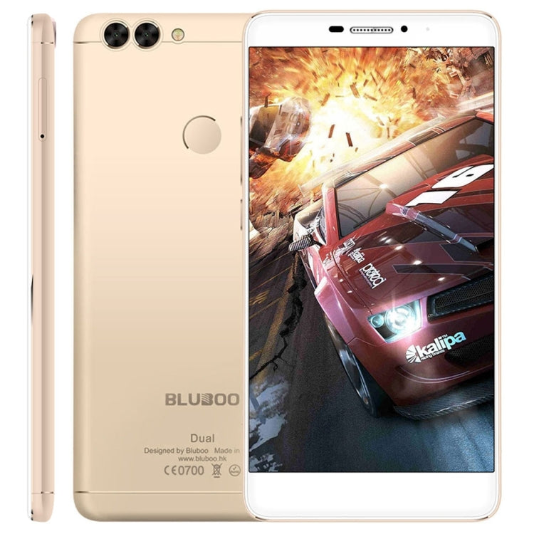 [HK Warehouse] BLUBOO Dual, 2GB+16GB, Dual Rear Cameras, Fingerprint Identification, 5.5 inch Android 6.0 MTK6737T Quad Core up to 1.5GHz, Network: 4G, OTG, WiFi, BT, GPS, Dual SIM(Gold)