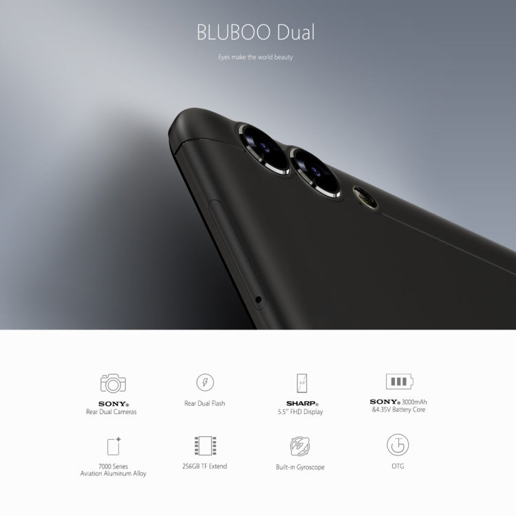 [HK Warehouse] BLUBOO Dual, 2GB+16GB, Dual Rear Cameras, Fingerprint Identification, 5.5 inch Android 6.0 MTK6737T Quad Core up to 1.5GHz, Network: 4G, OTG, WiFi, BT, GPS, Dual SIM(Gold)