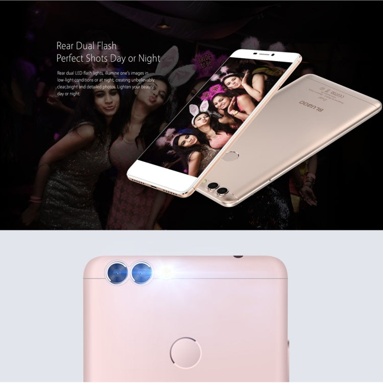 [HK Warehouse] BLUBOO Dual, 2GB+16GB, Dual Rear Cameras, Fingerprint Identification, 5.5 inch Android 6.0 MTK6737T Quad Core up to 1.5GHz, Network: 4G, OTG, WiFi, BT, GPS, Dual SIM(Gold)