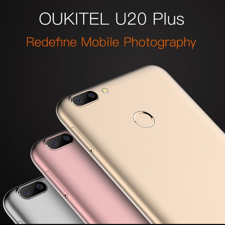 [HK Warehouse] OUKITEL U20 Plus, 2GB+16GB, Dual Rear Cameras, Press Fingerprint Identification, 5.5 inch 2.5D Curved Sharp Screen Android 6.0 MTK6737T Quad Core up to 1.5GHz, Network: 4G, Dual SIM