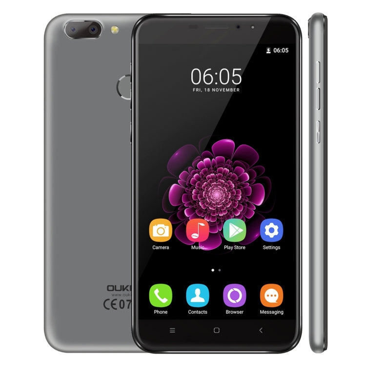 [HK Warehouse] OUKITEL U20 Plus, 2GB+16GB, Dual Rear Cameras, Press Fingerprint Identification, 5.5 inch 2.5D Curved Sharp Screen Android 6.0 MTK6737T Quad Core up to 1.5GHz, Network: 4G, Dual SIM