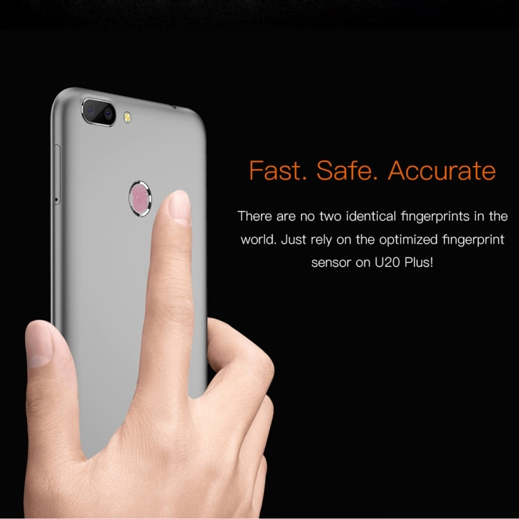 [HK Warehouse] OUKITEL U20 Plus, 2GB+16GB, Dual Rear Cameras, Press Fingerprint Identification, 5.5 inch 2.5D Curved Sharp Screen Android 6.0 MTK6737T Quad Core up to 1.5GHz, Network: 4G, Dual SIM