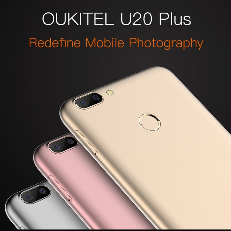 [HK Warehouse] OUKITEL U20 Plus, 2GB+16GB, Dual Rear Cameras, Press Fingerprint Identification, 5.5 inch 2.5D Curved Sharp Screen Android 6.0 MTK6737T Quad Core up to 1.5GHz, Network: 4G, Dual SIM
