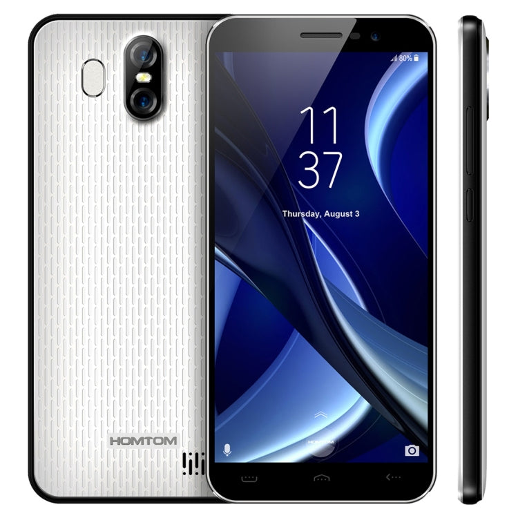 [HK Warehouse] HOMTOM S16, 2GB+16GB, Dual Back Cameras, Fingerprint Identification, 5.5 inch Android 7.0 MTK6580 Quad Core up to 1.3GHz, Network: 3G, Dual SIM, OTA(White)