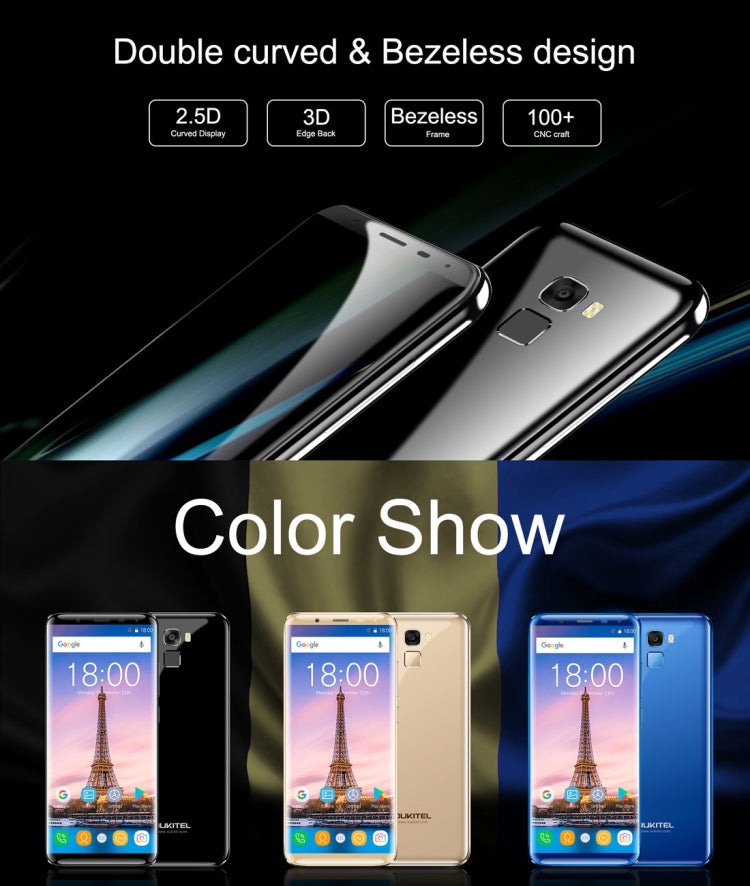 [HK Warehouse] OUKITEL K5000, 4GB+64GB, 21.0MP Front Camera, 5000mAh Battery, Fingerprint Identification, 5.7 inch 2.5D Android 7.0 MTK6750T Octa Core up to 1.5GHz, Network: 4G, Dual SIM, OTG(Black)