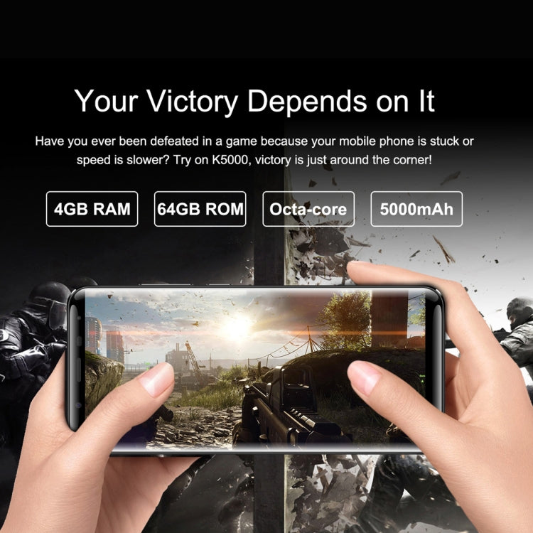[HK Warehouse] OUKITEL K5000, 4GB+64GB, 21.0MP Front Camera, 5000mAh Battery, Fingerprint Identification, 5.7 inch 2.5D Android 7.0 MTK6750T Octa Core up to 1.5GHz, Network: 4G, Dual SIM, OTG(Black)