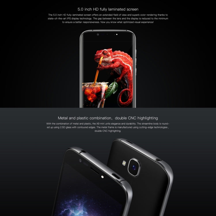[HK Warehouse] DOOGEE X9 mini, 1GB+8GB, DTouch Fingerprint, 5.0 inch 2.5D Android 6.0 MTK6580 64-Bit Quad Core 1.3GHz to 1.5GHz, Network: 3G, WiFi, GPS, FM, Dual SIM