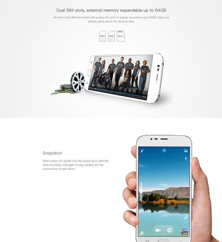 [HK Warehouse] DOOGEE X9 mini, 1GB+8GB, DTouch Fingerprint, 5.0 inch 2.5D Android 6.0 MTK6580 64-Bit Quad Core 1.3GHz to 1.5GHz, Network: 3G, WiFi, GPS, FM, Dual SIM