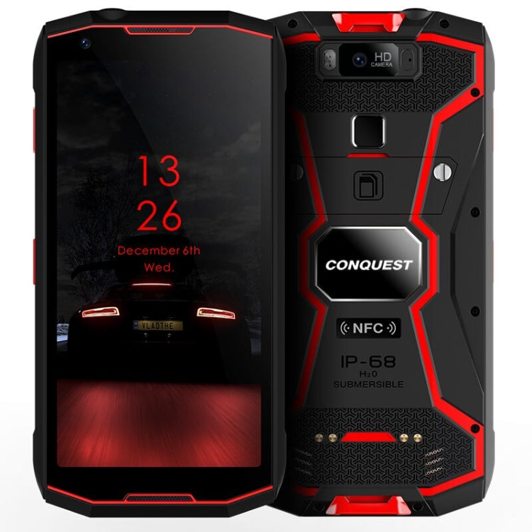 Conquest S12 Pro Rugged Phone, 6GB+128GB, Walkie Talkie Function, 8000mAh Battery, IP68 Waterproof Dustproof Shockproof, Face ID & Fingerprint Identification, 5.99 inch Android 9.0 Helio P70 Octa Core up to 2.5GHz, Network: 4G, NFC, OTG, PTT, POC(Red)