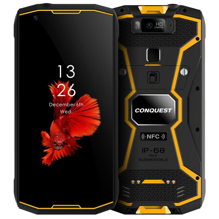 Conquest S12 Pro Rugged Phone, 4GB+64GB, Walkie Talkie Function, 8000mAh Battery, IP68 Waterproof Dustproof Shockproof, Face ID & Fingerprint Identification, 5.99 inch Android 9.0 Helio P70 Octa Core up to 2.5GHz, Network: 4G, NFC, OTG, PTT, POC