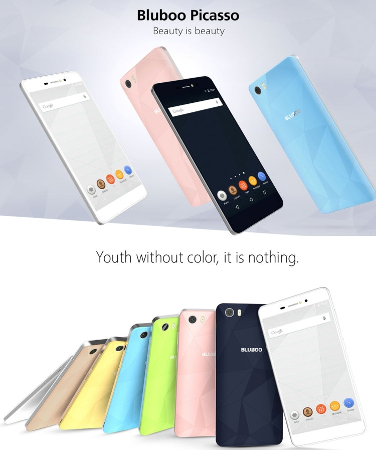 BLUBOO Picasso, 2GB+16GB, 5.0 inch Android 5.1 MediaTek MT6580 Quad Core 1.3GHz, Dual SIM, FM Radio, Network: 3G(Dark Blue)