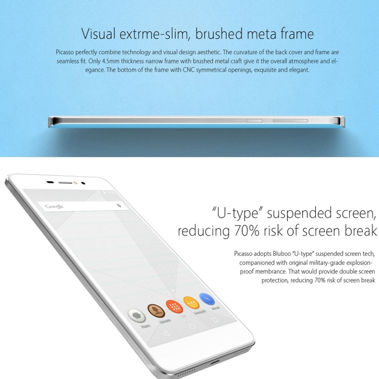 BLUBOO Picasso, 2GB+16GB, 5.0 inch Android 5.1 MediaTek MT6580 Quad Core 1.3GHz, Dual SIM, FM Radio, Network: 3G(Dark Blue)
