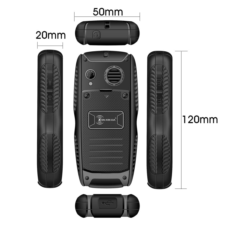 KEN XIN DA Proofing W3 Phone, IP68 Waterproof, Shockproof, Dustproof, 2.2 inch, Support Bluetooth FM, Network: 2G