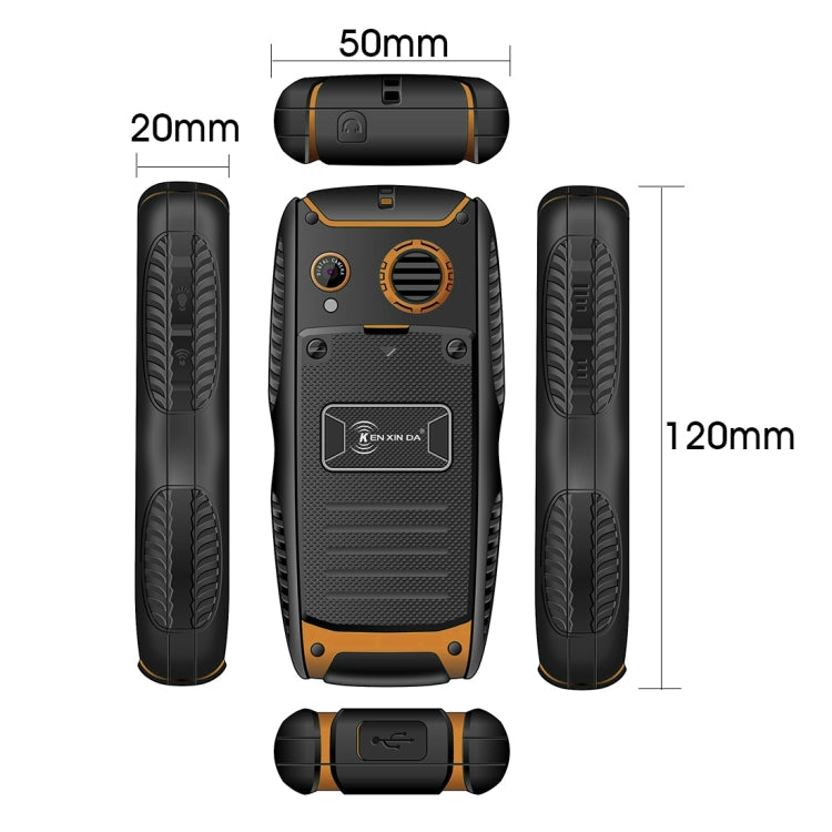 KEN XIN DA Proofing W3 Phone, IP68 Waterproof, Shockproof, Dustproof, 2.2 inch, Support Bluetooth FM, Network: 2G