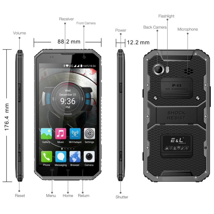 [HK Warehouse] E&L Proofing W9, 2GB+16GB, IP68 Waterproof, Shockproof, Dustproof, 6.0 inch Android 7.0 MTK6753 Octa Core