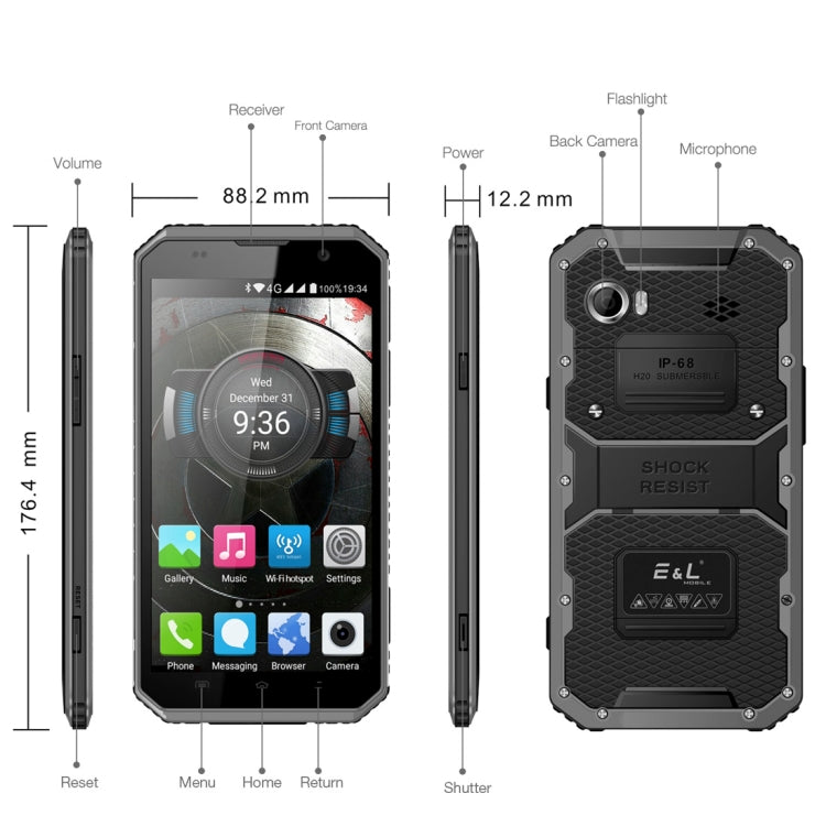 [HK Warehouse] E&L Proofing W9, 2GB+16GB, IP68 Waterproof, Shockproof, Dustproof, 6.0 inch Android 7.0 MTK6753 Octa Core