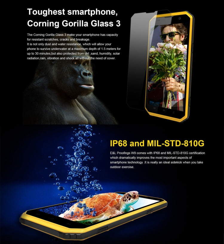 [HK Warehouse] E&L Proofing W9, 2GB+16GB, IP68 Waterproof, Shockproof, Dustproof, 6.0 inch Android 7.0 MTK6753 Octa Core
