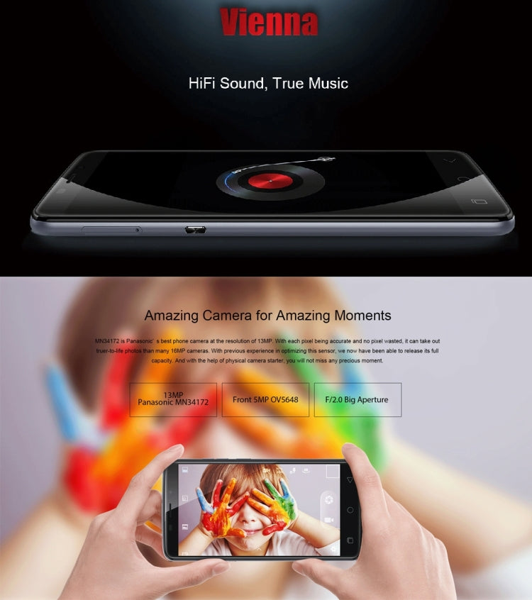 Ulefone Vienna, 3GB+32GB, Fingerprint Identification, 5.5 inch Android 5.1 MTK6753 Octa Core 1.3GHZ, OTG, GPS, FM, Network: 4G