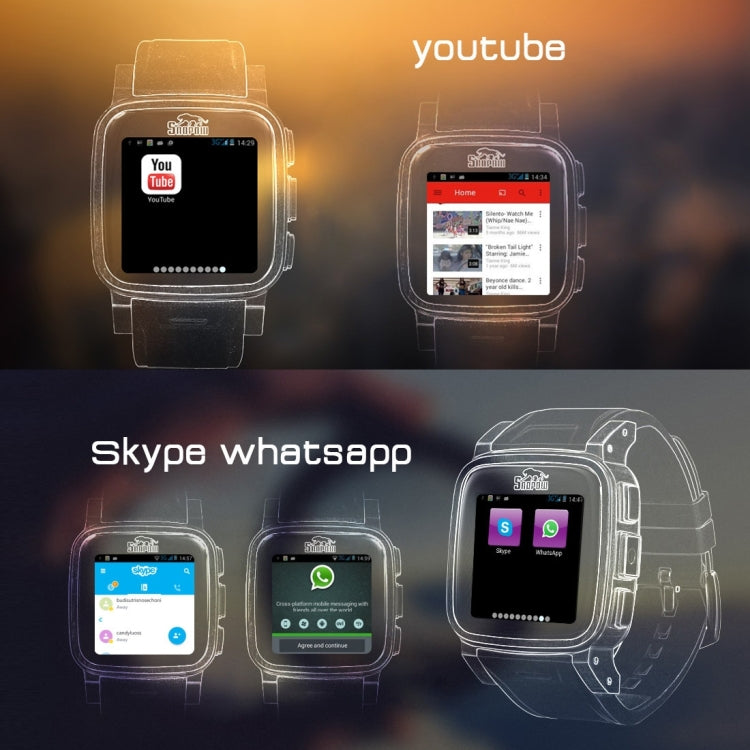 SNOPOW W1S Smart Watch Phone, IP68 Waterproof, Android 4.4, WiFi / 2.0MP Camera / Bluetooth / GPS, Network: 3G(Black)