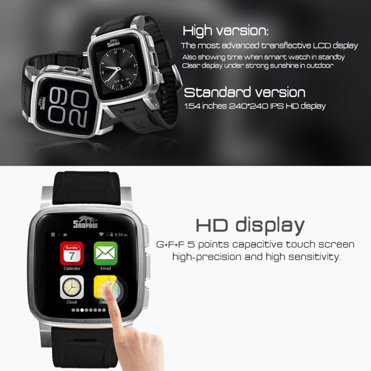 SNOPOW W1S Smart Watch Phone, IP68 Waterproof, Android 4.4, WiFi / 2.0MP Camera / Bluetooth / GPS, Network: 3G(Black)