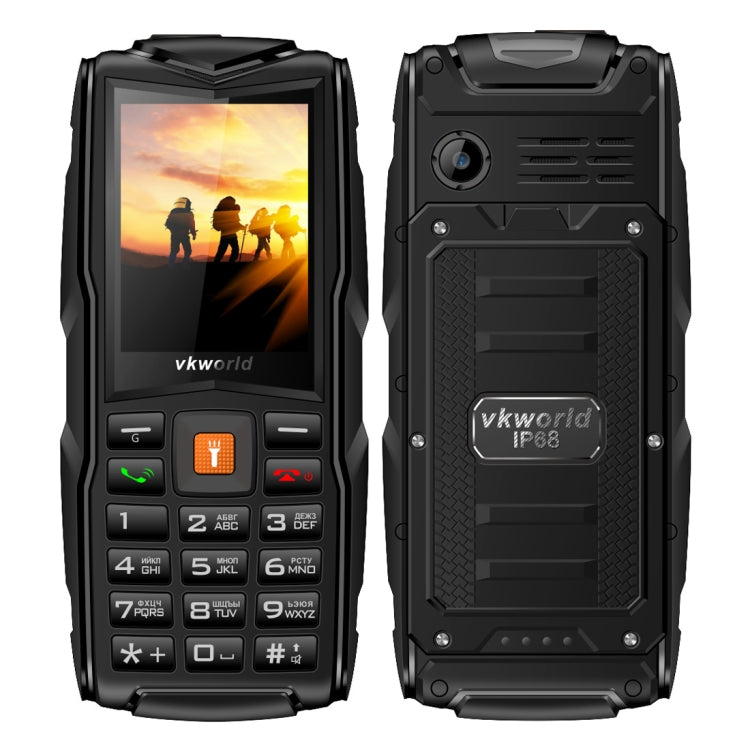 VKworld New Stone V3, Triple SIM, IP68 Waterproof Shockproof Dustproof,  3000mAh Large Capacity, 2.4 inch, SC6531CA Chipset, 21 Keys, LED Flashlight, FM, TF,  Russian Keyboard