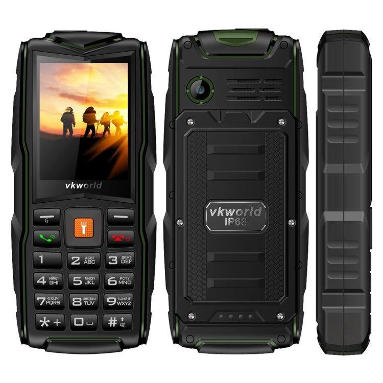 VKworld New Stone V3, Triple SIM, IP68 Waterproof Shockproof Dustproof,  3000mAh Large Capacity, 2.4 inch, SC6531CA Chipset, 21 Keys, LED Flashlight, FM, TF,  Russian Keyboard