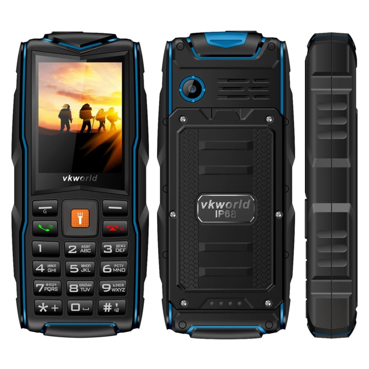 VKworld New Stone V3, Triple SIM, IP68 Waterproof Shockproof Dustproof,  3000mAh Large Capacity, 2.4 inch, SC6531CA Chipset, 21 Keys, LED Flashlight, FM, TF,  Russian Keyboard