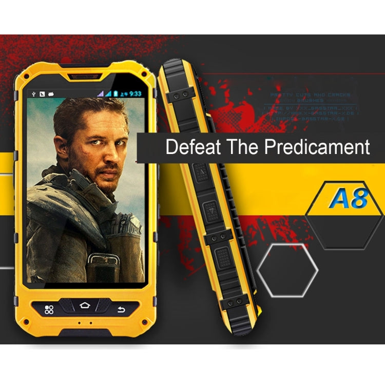 A8 Triple Proofing Phone, 1GB+8GB, IP68 Waterproof Dustproof Shockproof, 4.0 inch MTK6582 Quad Core up to 1.2GHz, Network: 3G(Black)