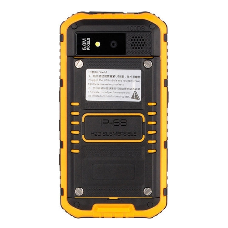 A9 Triple Proofing Phone, 1GB+8GB, IP68 Waterproof Dustproof Shockproof, 4.3 inch Android 4.2 MTK6582 Quad Core 1.2GHz, Network: 3G(Yellow)