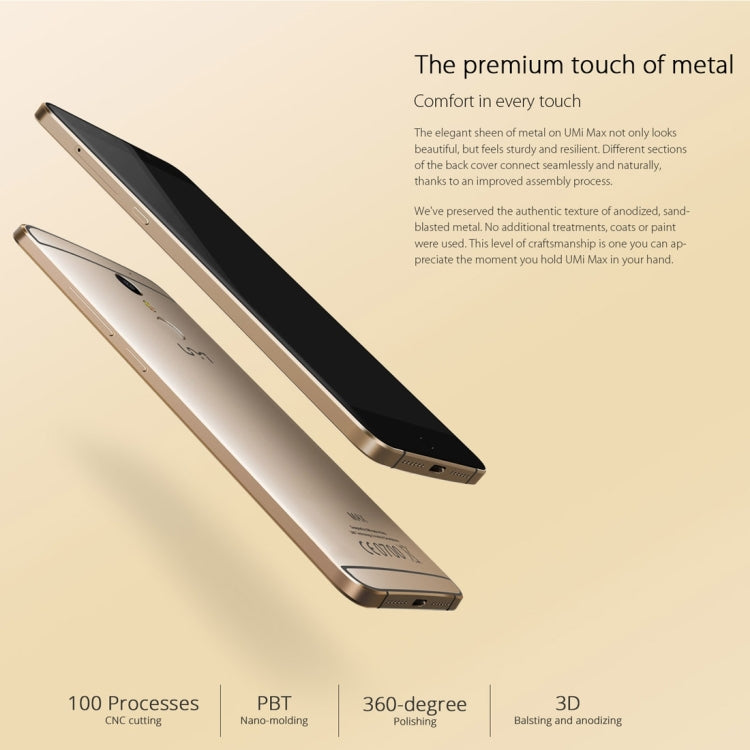 [HK Warehouse] UMI Max, 3GB+16GB, Fingerprint Scanner, 5.5 inch 2.5D Arc Android 6.0 MediaTek Helio P10 Octa Core, Network: 4G