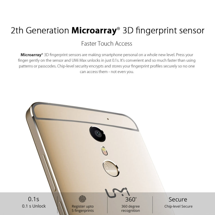 [HK Warehouse] UMI Max, 3GB+16GB, Fingerprint Scanner, 5.5 inch 2.5D Arc Android 6.0 MediaTek Helio P10 Octa Core, Network: 4G