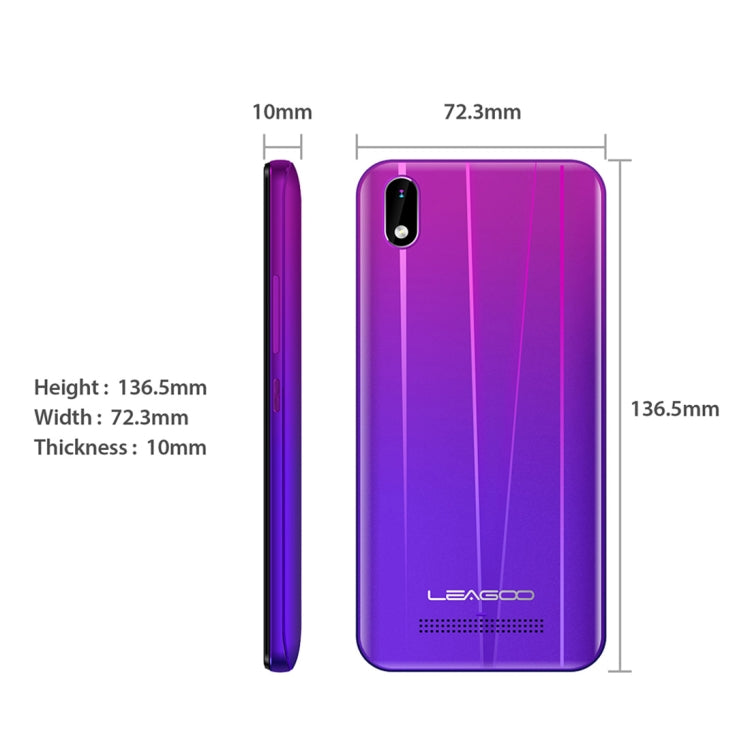 [HK Warehouse] LEAGOO Z10, 1GB+8GB, 5.0 inch Android 8.0 GO MTK6580M Quad Core up to 1.3GHz, Network: 3G, Dual SIM(Black)