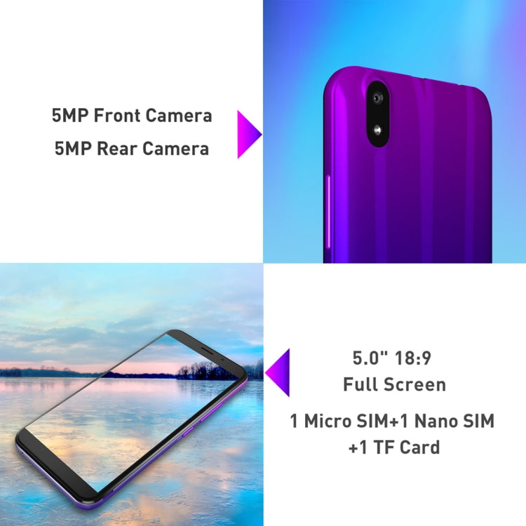 [HK Warehouse] LEAGOO Z10, 1GB+8GB, 5.0 inch Android 8.0 GO MTK6580M Quad Core up to 1.3GHz, Network: 3G, Dual SIM(Black)