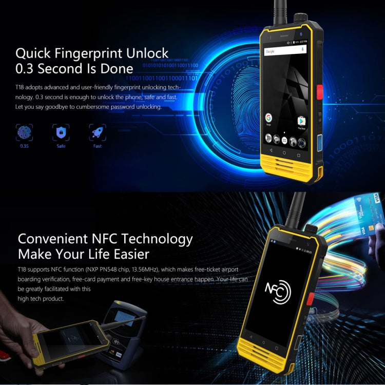 NOMU T18 Walkie Talkie, 3GB+ 32GB, Fingerprint Identification, IP68 Waterproof Dustproof Shockproof, 5200mAh Battery, 4.7 inch Android 7.0 MTK6737T Quad Core up to 1.5GHz, Network: 4G, Intercom, NFC, OTG
