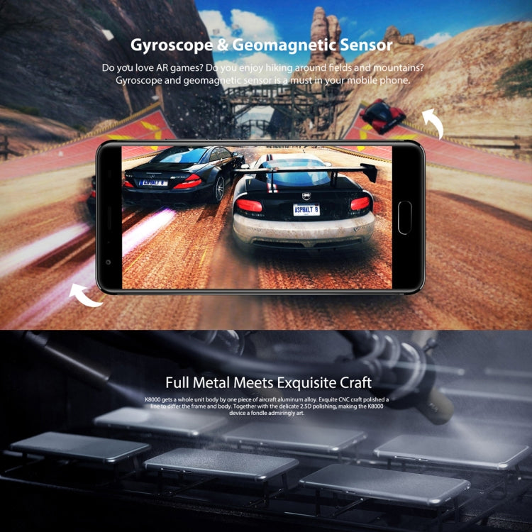 [HK Warehouse] OUKITEL K8000, 4GB+64GB, Dual Back Cameras, 8000mAh Battery, Fingerprint Identification, 5.5 inch Android 7.0 MTK6750T Octa Core up to 1.5GHz, Network: 4G, Dual SIM, OTG(Blue)