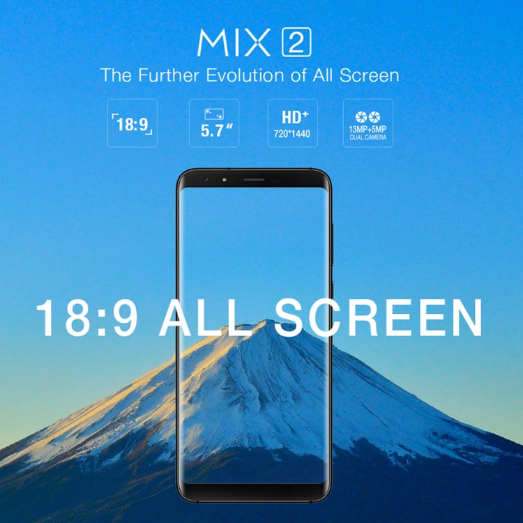 [HK Warehouse] Ulefone MIX 2, 2GB+16GB, Fingerprint Identification, Dual Back Cameras, 5.7 inch Android 7.0 MTK6737 Quad Core 64-bit up to 1.3GHz,Network: 4G,  OTG, Dual SIM