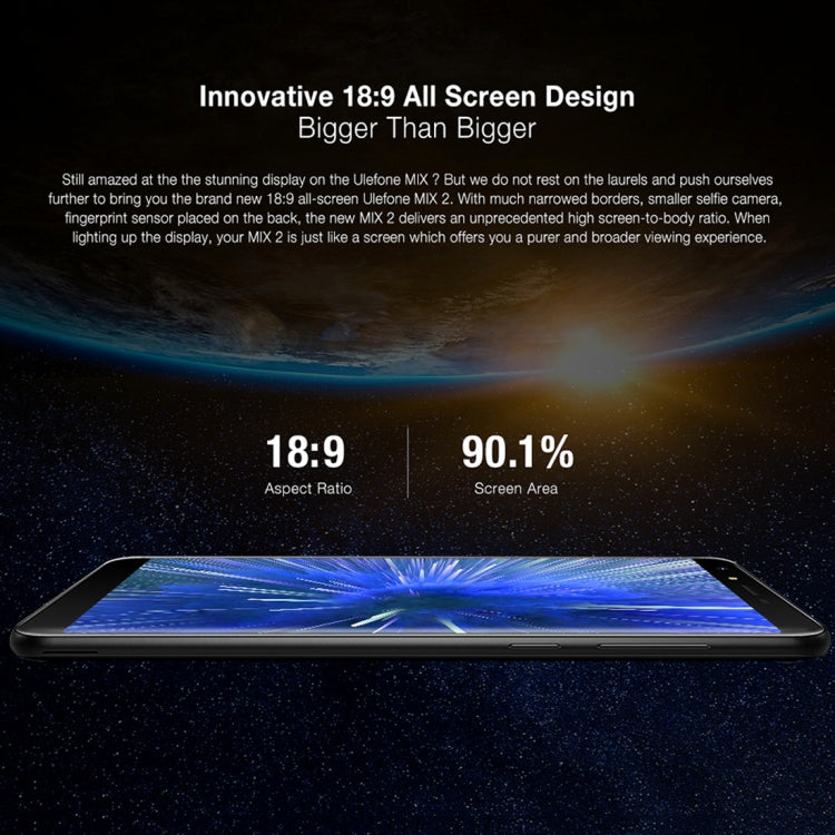 [HK Warehouse] Ulefone MIX 2, 2GB+16GB, Fingerprint Identification, Dual Back Cameras, 5.7 inch Android 7.0 MTK6737 Quad Core 64-bit up to 1.3GHz,Network: 4G,  OTG, Dual SIM