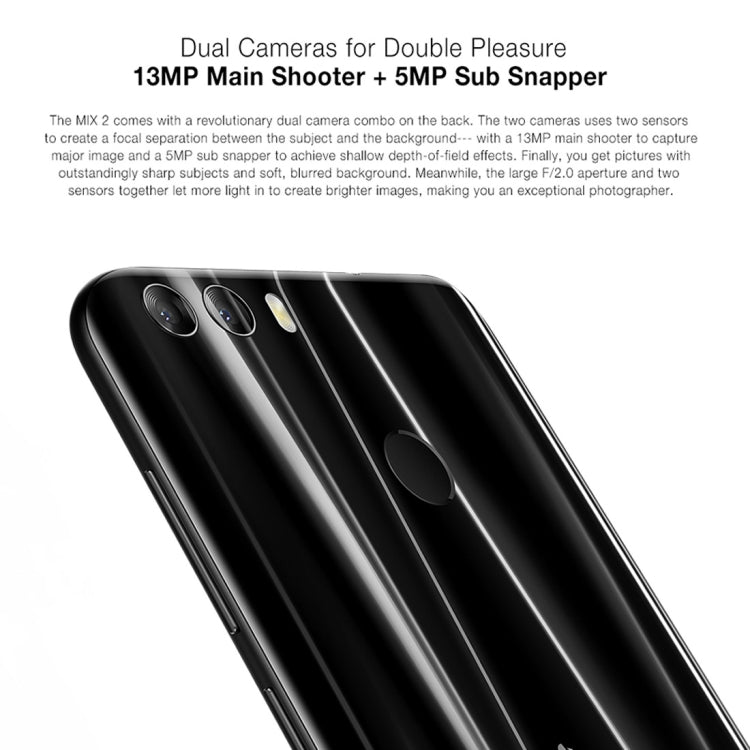 [HK Warehouse] Ulefone MIX 2, 2GB+16GB, Fingerprint Identification, Dual Back Cameras, 5.7 inch Android 7.0 MTK6737 Quad Core 64-bit up to 1.3GHz,Network: 4G,  OTG, Dual SIM