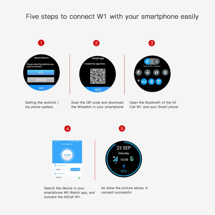 AllCall W1 Smart Watch Phone, 2GB+16GB, Life Waterproof, 1.39 inch Android 5.1, MTK6580 Quad Core 1.0GHz, Network: 3G, Heart Rate / Pedometer / Weather / GPS / Bluetooth