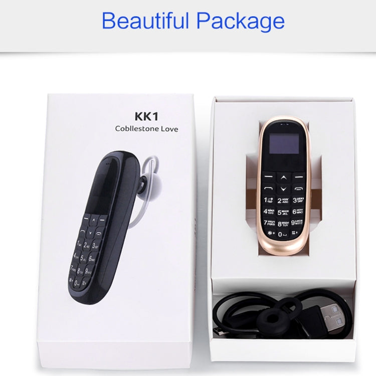 AIEK KK1 Mini Mobile Phone, Russian Keyboard, Hands Free Bluetooth Dialer Headphone, MTK6261DA, Anti-Lost, Single SIM, Network: 2G