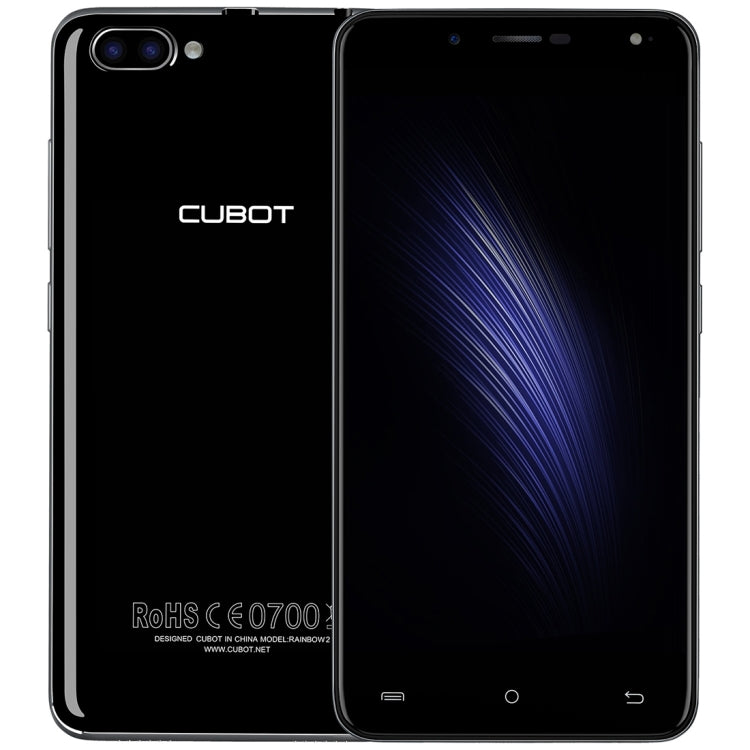 [HK Warehouse] CUBOT Rainbow 2, 1GB+16GB, 2 Back Camera(13.0MP+2MP) with 1000mA LED Flash Light, 5.0 inch 2.5D Curved IPS Screen, Android 7.0 OS, MT6580A Quad-Core 1.3GHz, Support OTG & Hotknot & Handwrite & 256GB TF Card, Network: 3G