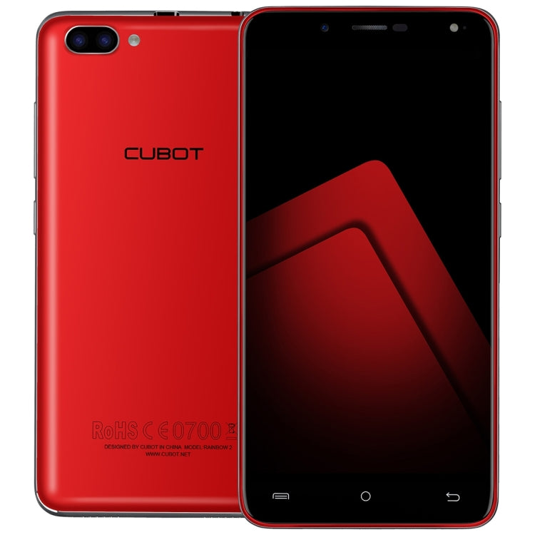 [HK Warehouse] CUBOT Rainbow 2, 1GB+16GB, 2 Back Camera(13.0MP+2MP) with 1000mA LED Flash Light, 5.0 inch 2.5D Curved IPS Screen, Android 7.0 OS, MT6580A Quad-Core 1.3GHz, Support OTG & Hotknot & Handwrite & 256GB TF Card, Network: 3G