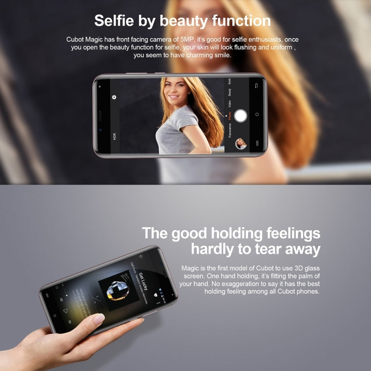 [HK Warehouse] CUBOT MAGIC, 3GB+16GB, Dual Back Cameras, 5.0 inch 8 Curved Body Android 7.0 MTK6737 Quad-Core up to 1.3GHz,  Network: 4G, Dual SIM