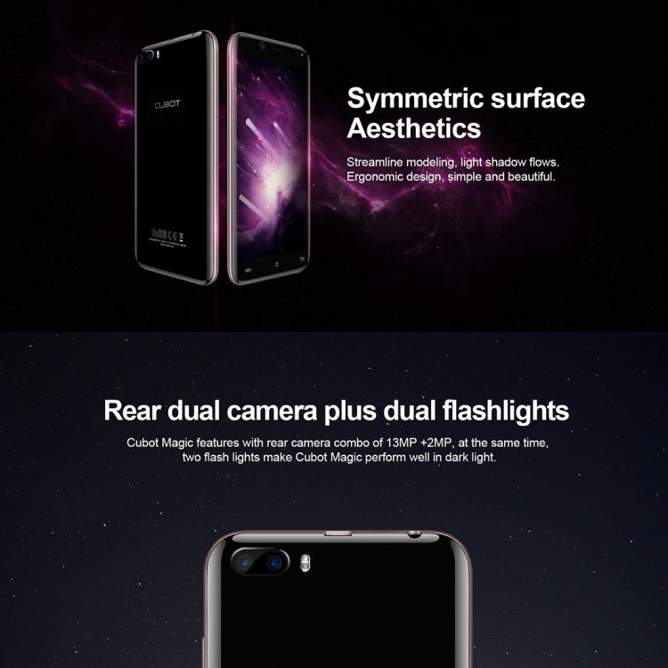[HK Warehouse] CUBOT MAGIC, 3GB+16GB, Dual Back Cameras, 5.0 inch 8 Curved Body Android 7.0 MTK6737 Quad-Core up to 1.3GHz,  Network: 4G, Dual SIM