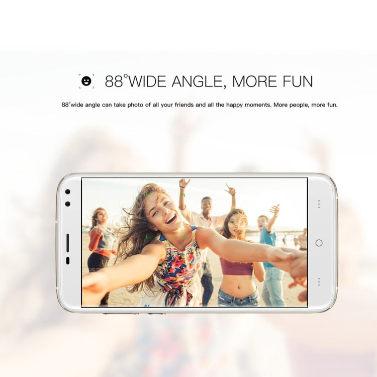 DOOGEE X30,  2GB+16GB, Dual Back Cameras + Dual Front Cameras, 5.5 inch 2.5D Android 7.0 MTK6580 Quad Core up to 1.3GHz, Network: 3G,  WiFi,  OTA, GPS, Dual SIM(Gold)
