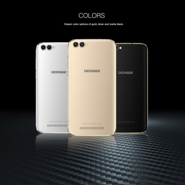 DOOGEE X30,  2GB+16GB, Dual Back Cameras + Dual Front Cameras, 5.5 inch 2.5D Android 7.0 MTK6580 Quad Core up to 1.3GHz, Network: 3G,  WiFi,  OTA, GPS, Dual SIM(Gold)