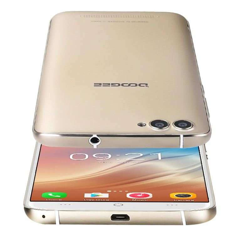 DOOGEE X30,  2GB+16GB, Dual Back Cameras + Dual Front Cameras, 5.5 inch 2.5D Android 7.0 MTK6580 Quad Core up to 1.3GHz, Network: 3G,  WiFi,  OTA, GPS, Dual SIM(Gold)