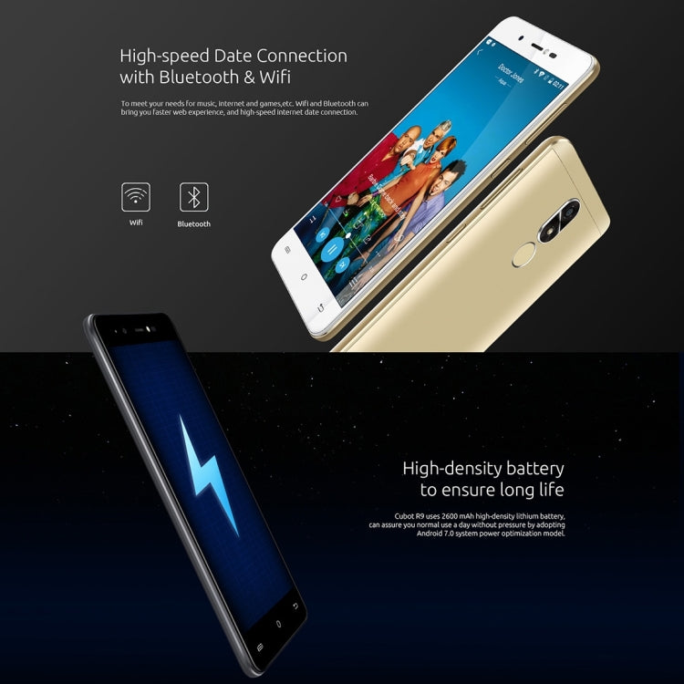 [HK Warehouse] CUBOT R9, 2GB+16GB, Fingerprint Identification, 5.0 inch  Android 7.0 MTK6580 Quad-Core up to 1.3GHz,  Network: 3G, Dual SIM(Black)