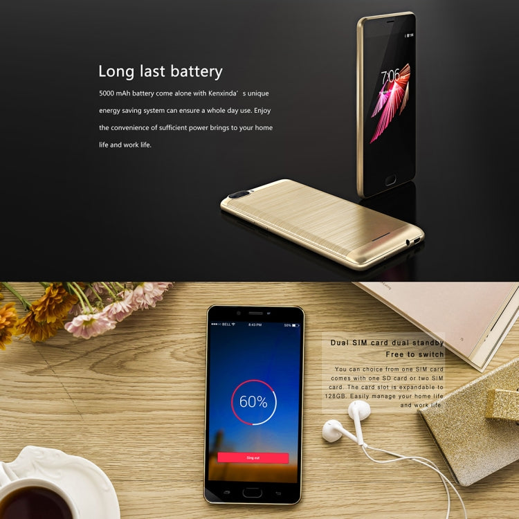 [HK Warehouse] KEN XIN DA S9, 2GB+16GB, Dual Back Cameras, Fingerprint Identification, 5000mAh Battery, 5.5 inch Android 7.0 MTK6737 Quad Core up to 1.3GHz, Network: 4G, Dual SIM